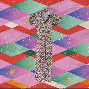 Big Bud Press Brown Floral Jumpsuit with White Daisies